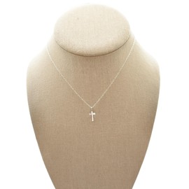 Tiny Cross Necklace in Sterling Silver. Christian Gifts. Unisex Baptism Gift. Shower Gift. First Communion. Confirmation. Baptism. 14 inch 925 Sterling Silver Chain