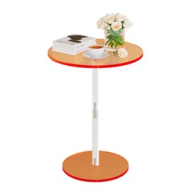 NiHome Minimalist Style Orange Acrylic Side End Table for Living Room, Bedroom, Balcony, Compact Modern Drink Table for Small Spaces, Easy to Clean, Smooth Rounded Edges, Supports Up to 20lbs (1PC)