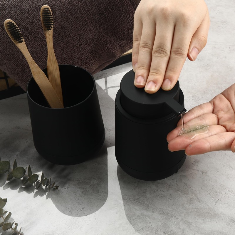 GAHEFY Black Bathroom Countertop Accessories Set - Soap Dispenser and
