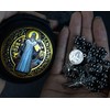 PLONKLY St Michael & St Benedict Hematite Rosary Necklace for