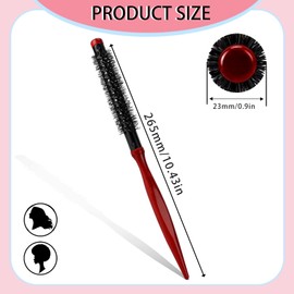 Small Round Brush for Blow Drying, 1/2 Inch Mini Quiff Roller Brush Portable Curling Brush Travel Round Brush with Wooden Handle and Nylon Bristles Styling Hair Brush for Curling, Short Hair,Thin Hair