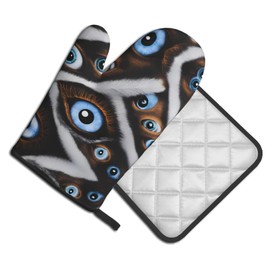 YYHWHJDE The evil eye looked Pattern Quality Oven Mitts and Pot Holders Sets of 2 Kitchen Baking Used to open pot lids in the kitchen