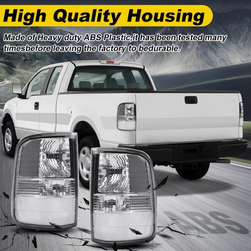 Mayello Chrome Tail Lights W/Bulbs For 2004-2008 Ford F150 F-150