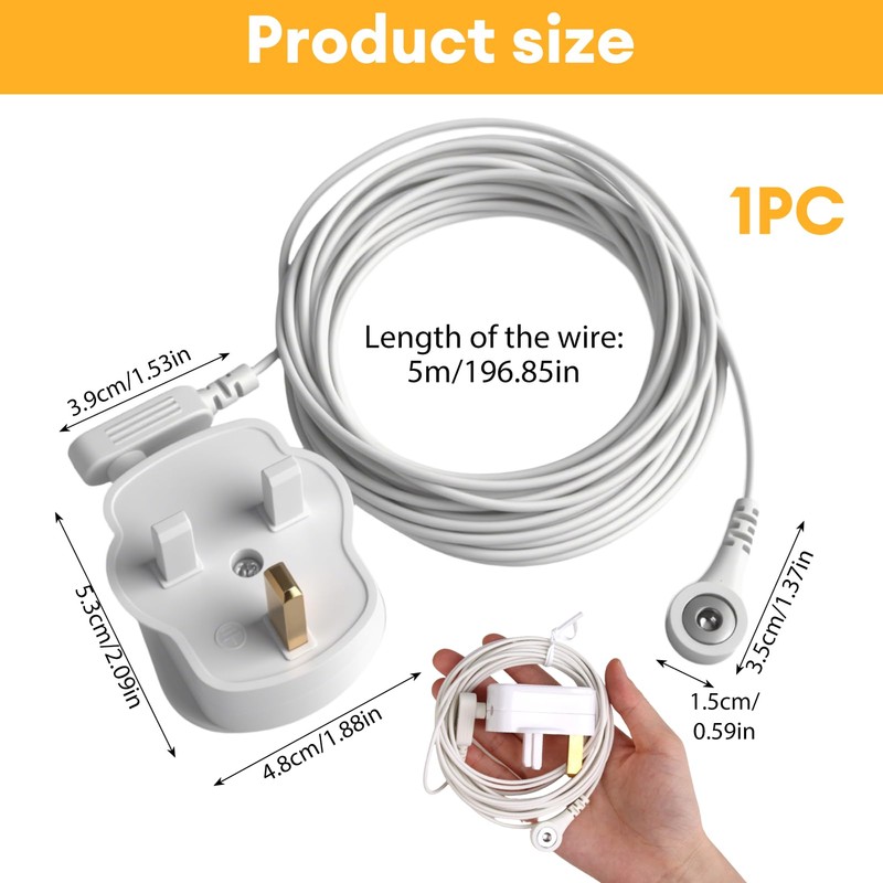Universal Grounding Cord Cable with Standard UK Plug for Home