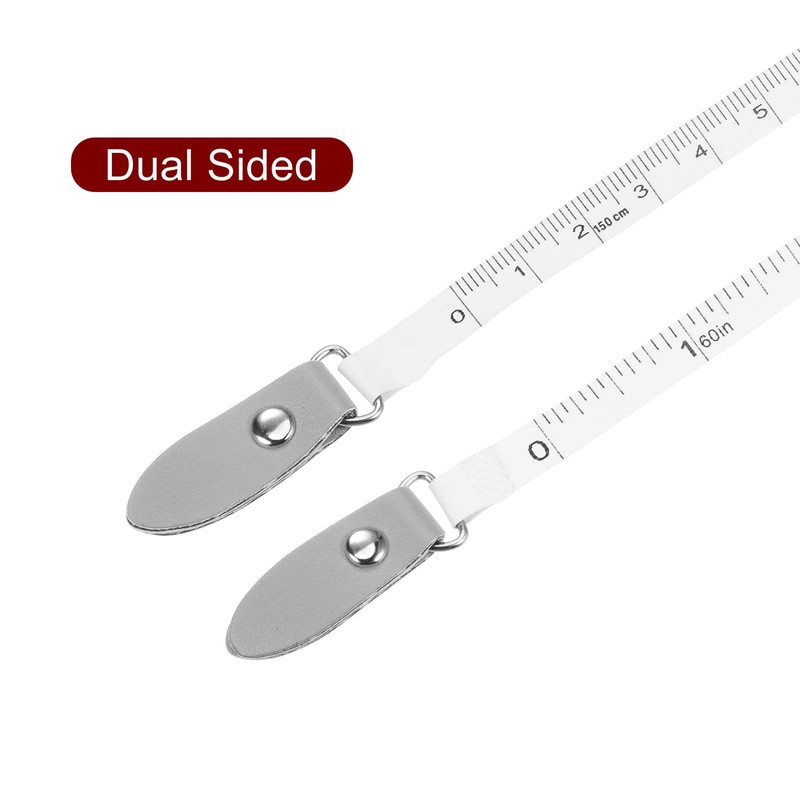 sourcing map Round Retractable Measuring Tape 150cm/60-inch Soft Leather Case