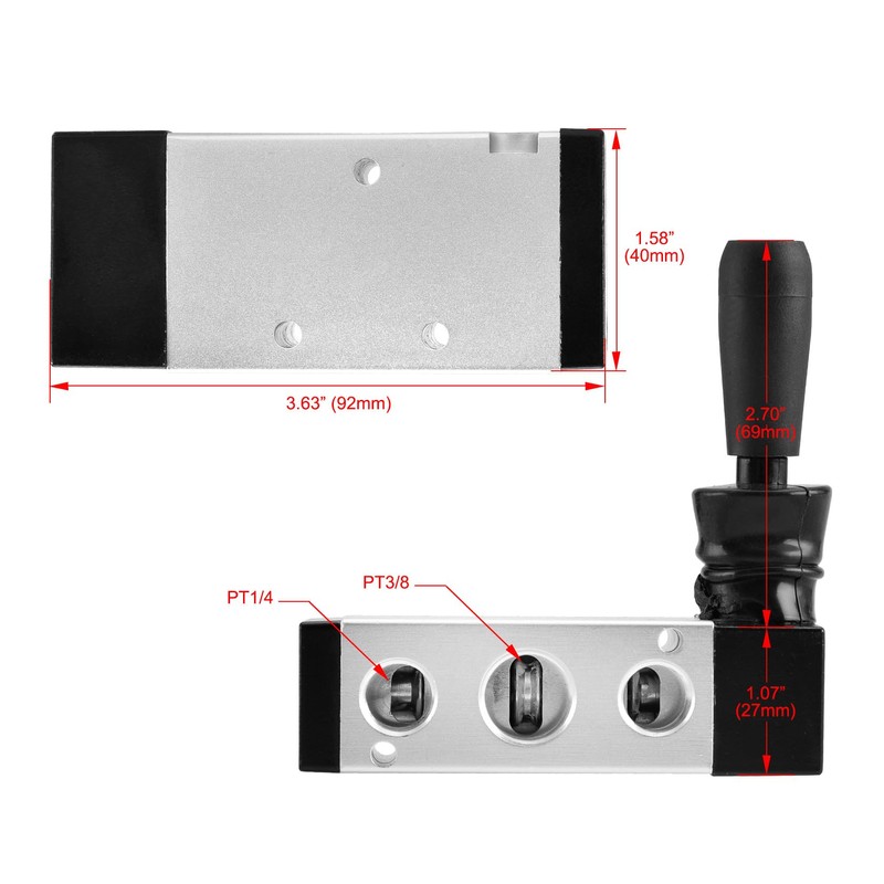 Heschen Pneumatic Manual Pull Valve 2 Position 5 Way PT3/8"