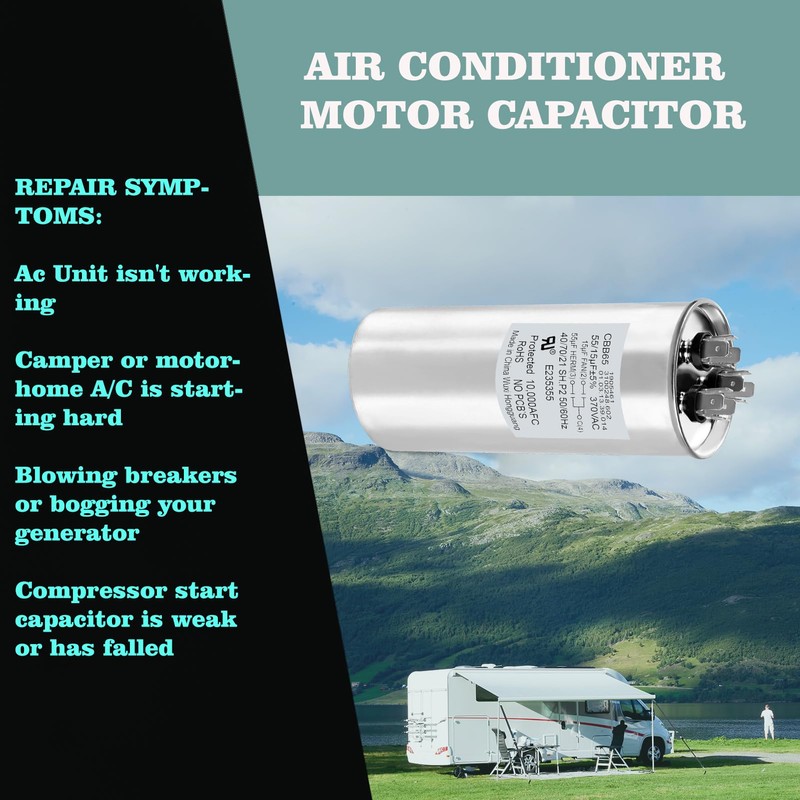 SPRWRM 3314471.017 Capacitor Compatible with RV Air Conditioner, 55+15 UF