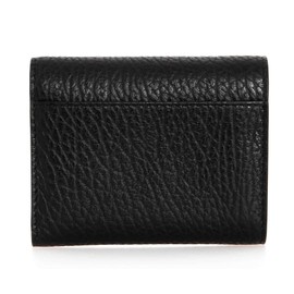 La Gourmaison Women's Tri-Fold Wallet, Mini Wallet, Leather, Genuine Leather, Logo 4 Stitching, Card Case, Present, Compact, Men's, Includes Coin Purse, Black
