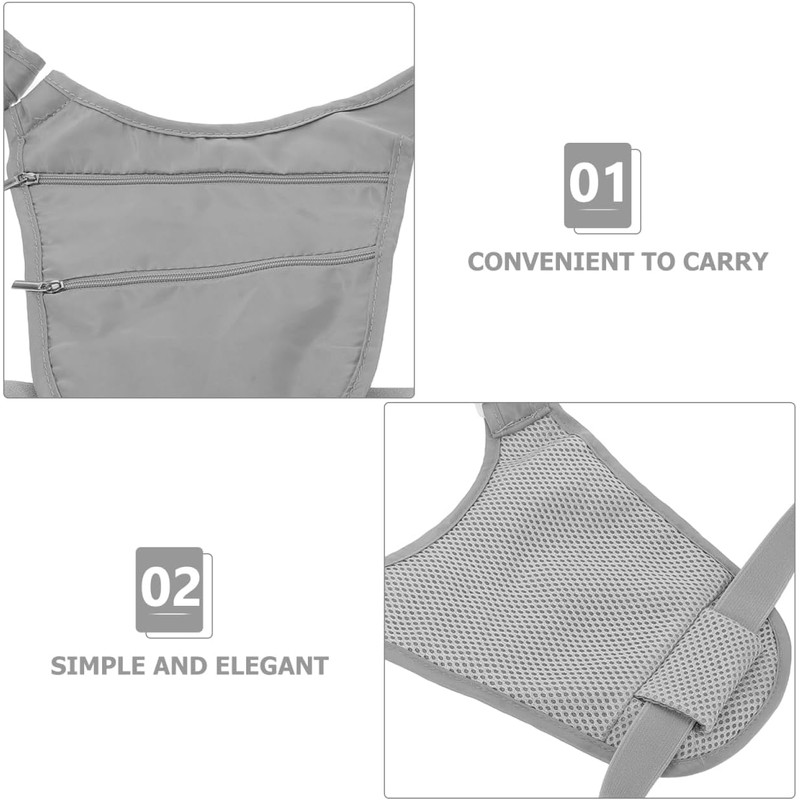 Riñonera Antirrobo de Viaje, Bolso Pequeño Oculto para Pasaporte, Gris
