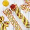 2 Rolls 10 Yards Softball Wired Edge Ribbon 2.5 Inch