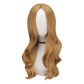 Blonde Middle Part Curly Wig for Girls Women Synthetic for Cosplay Costume Party with Wig Cap Curly Wavy Wig Heat Resistant (Blonde)