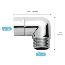 OFFO - Adaptador de cabezal de ducha, adaptador de codo de mano, adaptador de ángulo de brazo de ducha, 90 grados, chapado en cromo