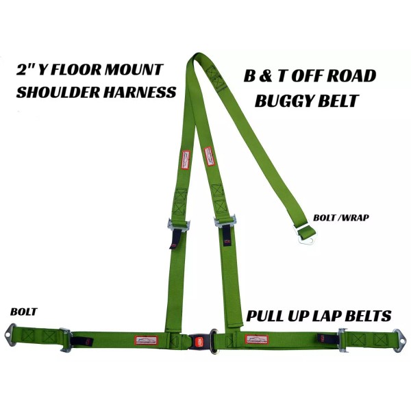 RACERDIRECT LIME GREEN THREE POINT 2" SEAT BELT B &