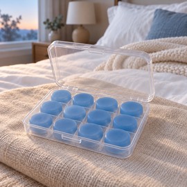 Silicone Ear Plugs for Sleeping – 12 Pcs (6 Pairs) Reusable Soft Noise Reduction Earplugs for Swimming and Travel with Case