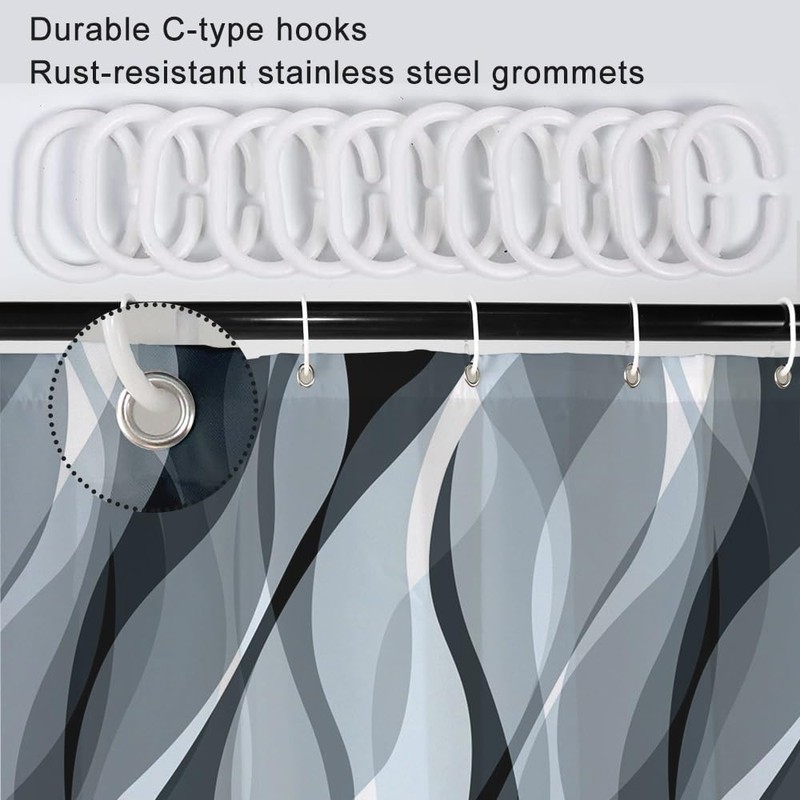 Ruelvth Stall Shower Curtain, Small Blue and Grey Shower Curtain