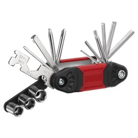 sourcing map Bike Repair Multitool, 16 in 1 Multi-Function Portable Bicycle Mechanic Repair Set Cycling Maintenance Tool Kit for Bicycle Mountain Bike and Road Bike, Red
