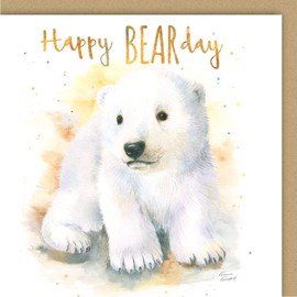 Happy Bear Day Polar Bear Birthday Card - cute - fun polar bear cub birthday card for males, females or children