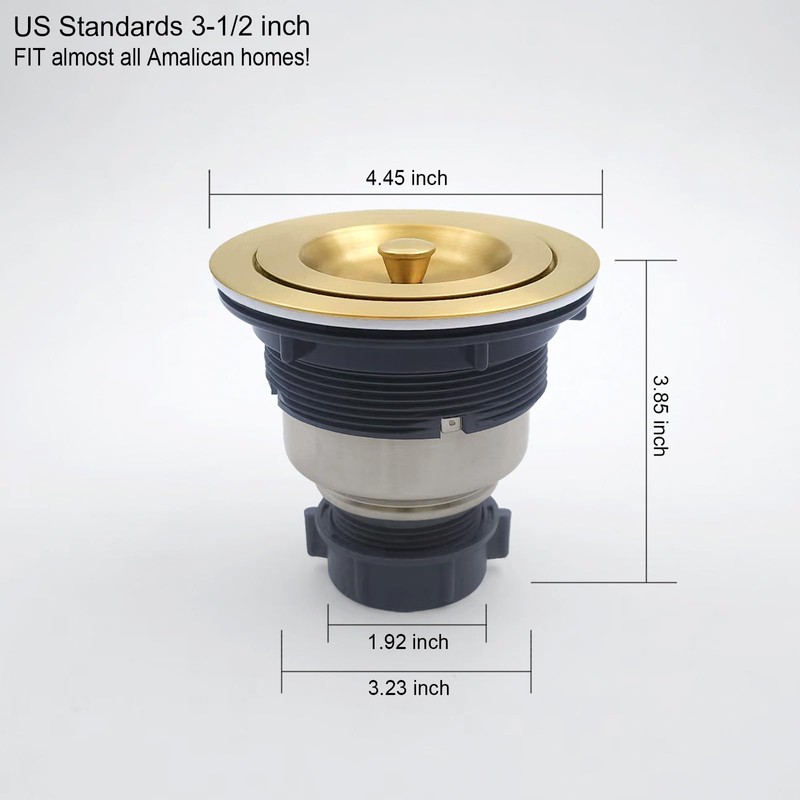 3-1/2-Inch Kitchen Sink Drain Strainer Assembly Kit, GZILA Deep Waste