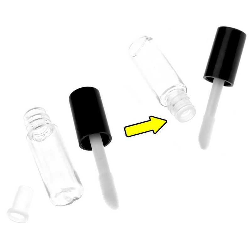 Micro Trader 5 X 1.2ml Black Cap Empty Lip Gloss