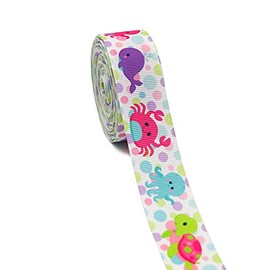 Heyiwell 10 Yards Ocean Animal Printed Grosgrain Ribbon for Gifts Wrapping Hair Bows DIY Crafts 1" Inch(25mm)