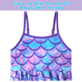 Traje de baño tankini para niñas, 2 piezas, traje de baño de sirena, para verano, playa, protección contra erupciones, para 3 a 6 años, Púrpura, 3 Años