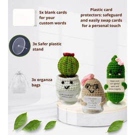 Crochet Positive Potato Emotional Support Pickle Succulent - Coworker Employee Gifts Get Well Gifts Cheer Up Gifts Christmas Birthday Gifts Farewell Gifts Roommate Friend Gift Desk Office Cubic Decor