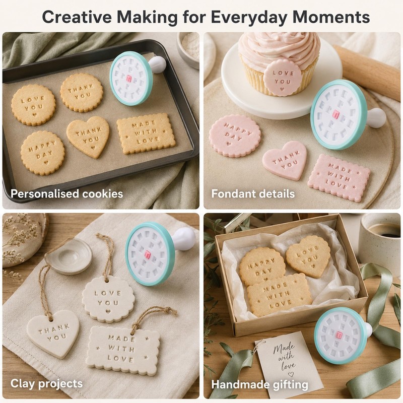 84 Pcs Alphabet Numbers Cookie Stamp Set Round Press for