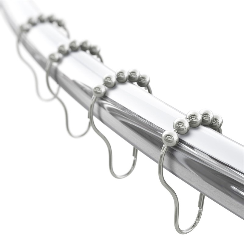 HUJI Heavy Duty Roller Shower Curtain Rings, Polished Chrome Set