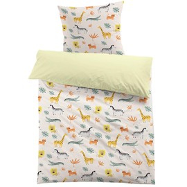 MUSOLEI Children's Bed Linen 135 x 200 cm Girls Children's Bed Linen Boys Animals Forest Animals Lion Crocodile 3D Print Microfibre Duvet Cover 1 Pillowcase 80 x 80 cm Bedding Set for Single Bed,