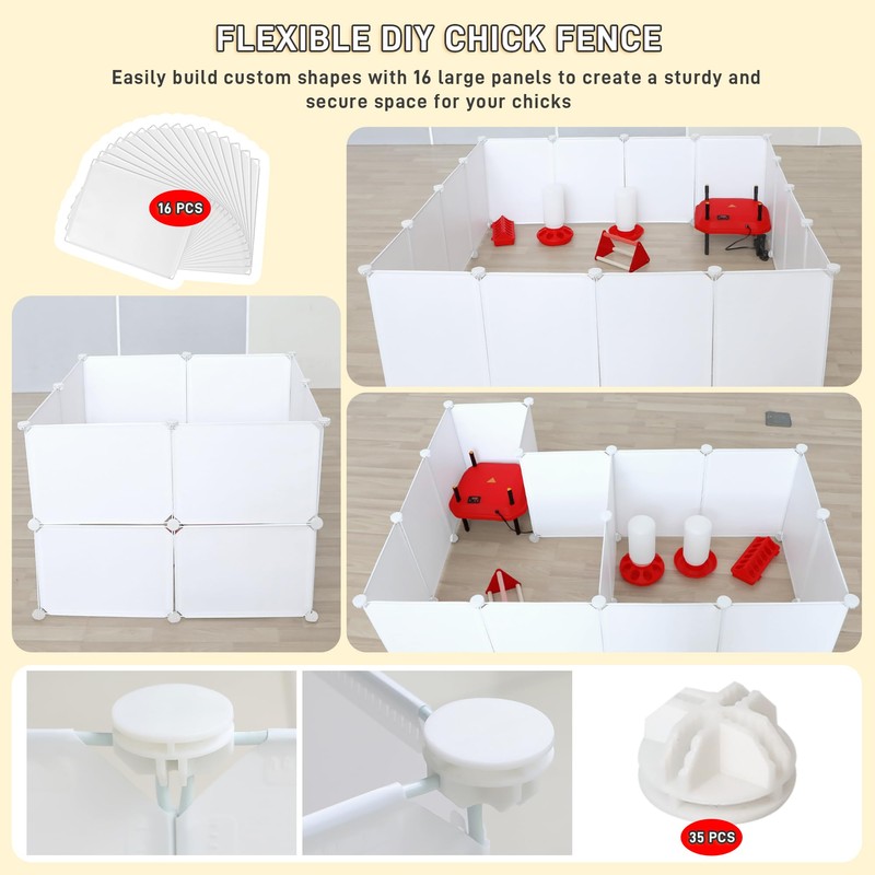 Upgraded Brooder Box for Chick Starter Kit, Chicken Brooder Playpen