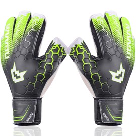 WVVOU Goalkeeper Gloves with Fingersave, Goalkeeper Gloves Men, Football Gloves for Children, Adults and Teenagers (Black, 6)