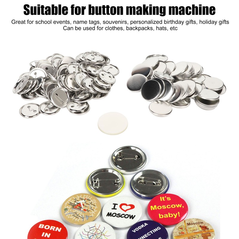 100 Set Pin Back Button Parts Blank Smoothing Metal Durable
