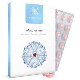Healthspan Magnesium 375mg (90 Tablets) | Added Vitamin C & Vitamin B Complex | Promotes Immune Health | Support Your Bones, Teeth, Muscles & Nervous System | Vegan
