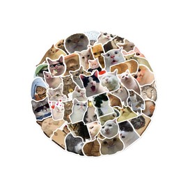 Tabanzhe Funny Cat Stickers Set-50PCS Waterproof Cute Cat Decals Kawaii Aesthetic Kitten Stickers for Cat Lovers Water Bottle Scrapbook Phone Laptop Luggage Decoration
