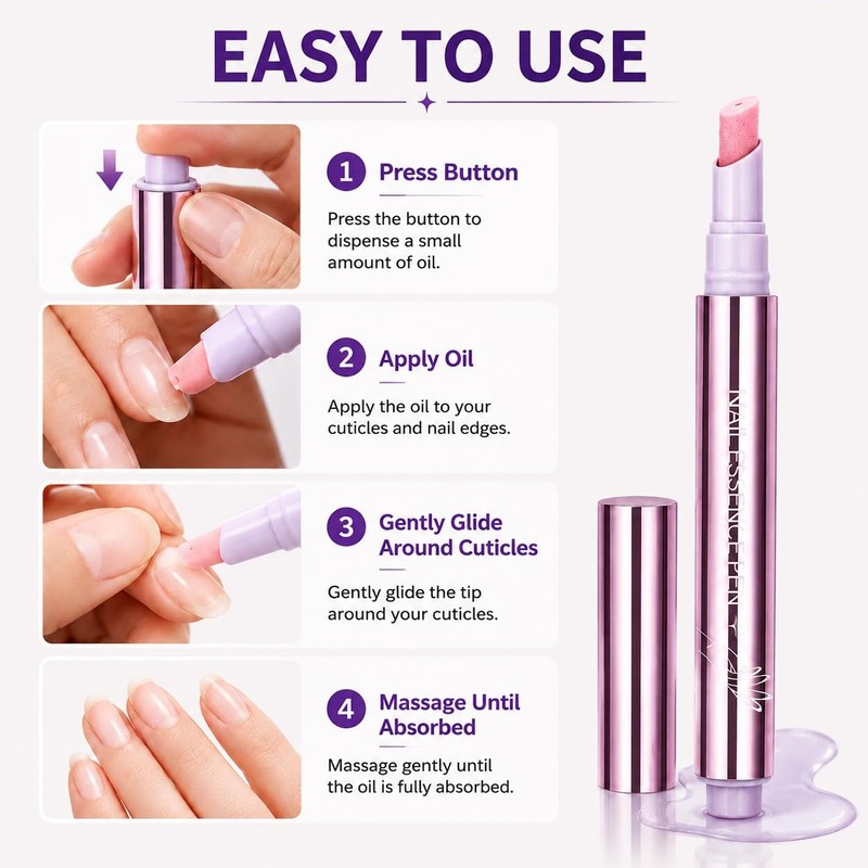 2 Pack 2-in-1 Ceramic Cuticle Oil Pusher Pen for Nail