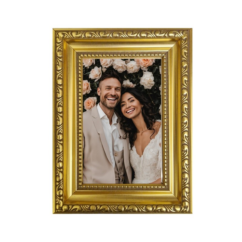 Aryllis Vintage 8x6 Photo Frame, Ornate Gold, Free-standing & Wall