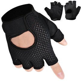 Permuly Non-Slip Gym Gloves Women, Weight Lifting Gloves Women Padded Grip, Workout Gloves Cycling Training Exercise Gym Accessories for Women (Black, Small)