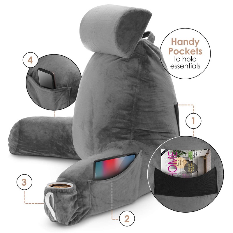 Nestl Reading Pillow with Portable Laptop Lap Desk - Shredded