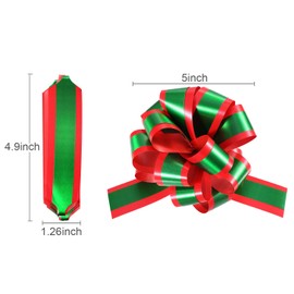 Gejoy 12 Pieces 5 inch Pull Bows Gift Christmas Red Green Pull Bow with Tails Gift Ribbon Strings for Gift Tie Wrap