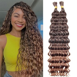 SUYIAPIY Boho Hair for Braiding Deep Wave Bulk Hair for Braiding Wet And Wavy Braids Deep Water Wave Curly Braids for Black Women 1B/30# 22 inch