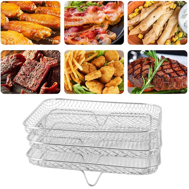 3PCS Fryer Rack Set 304 Stainless Steel Stackable Multi Layer