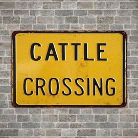 Aluminium Sign Cattle Crossing Sign, Vintage Looking Reproduction Farm Sign Vintage Wall Decor 8" x 12",24ja11saA22
