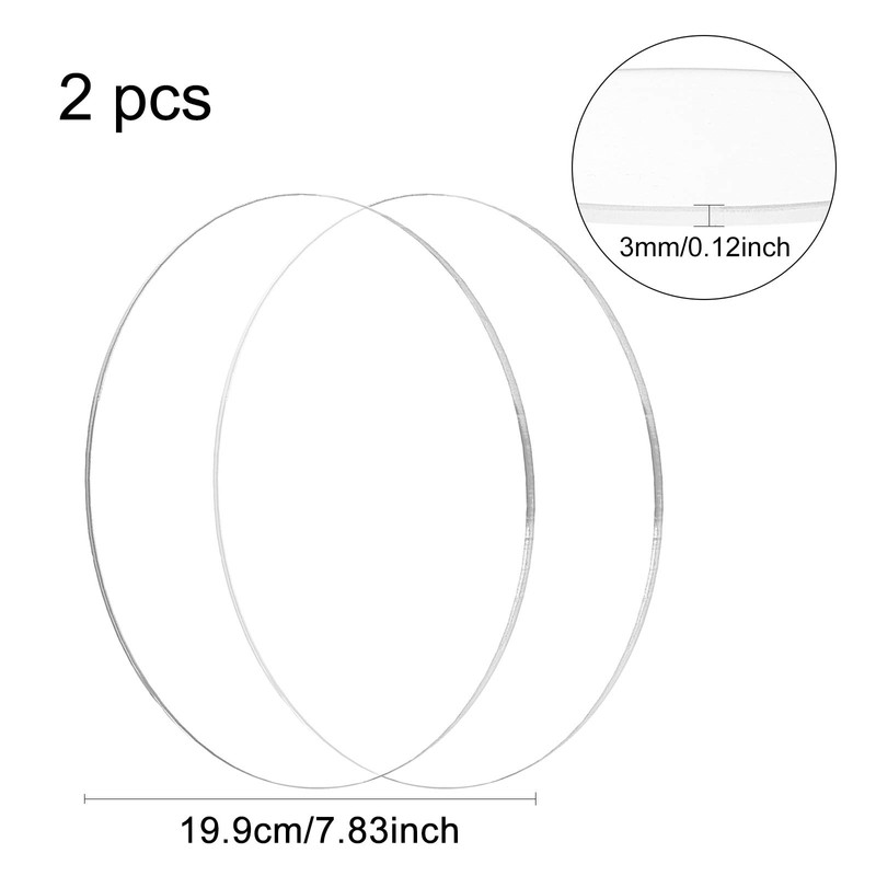 BENECREAT 2 x Clear Acrylic Circle Disc, 3 mm Thick