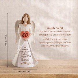 Storieme 80th Birthday Gifts for Women: Best Happy Birthday Gift for 80 Year Old Woman Moms Grandmothers Friends, Unique Birthday Angel Figurine Decorations