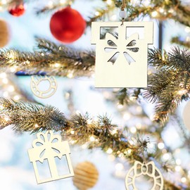 N&T NIETING 30PCS Christmas Wooden Ornaments, 3 Inch Unfinished Wooden Cutouts Boho Ornaments for Hanging Christmas Tree DIY Kids Crafts Gift Winter Party Indoor Home Winter Xmas Decorations