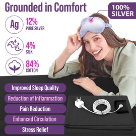 Earth Grounding Sheets King Size with 12% Silver Fiber & 4% Silk & 84% Cotton - Black - Quality Certified Grounded Well Bed Sheet - Conductive Fitted Sheet for Better Sleep