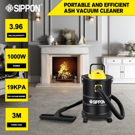 SIPPON Ash Vacuum Cleaner, Pellet Stove Vacuum Cleaner with Wheeled Base & Blower Function, 1000W Powerful Suction 4 Gallon All-in-One Ash Vacuum for Fireplaces, Pellet Stoves