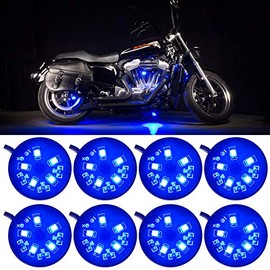 LEDGlow 8pc Blue LED Pod Lighting Kit for Motorcycles ATVs & Quads - Waterproof - Solid Color Illumination - Ultra-Bright Wide Angle SMD LEDs - Includes On/Off Power Switch