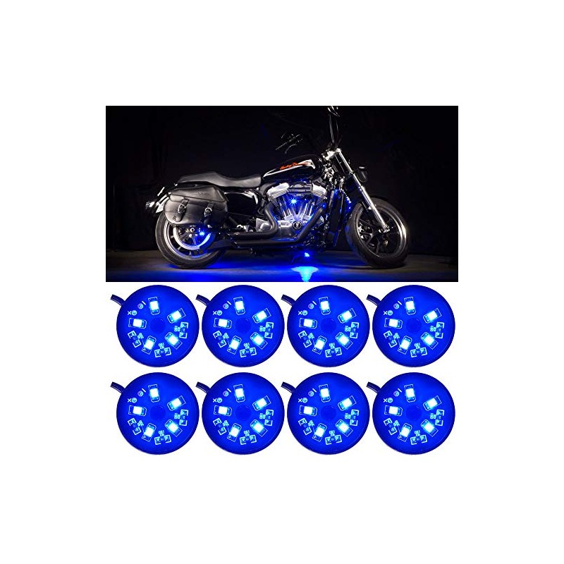 LEDGlow 8pc Blue LED Pod Lighting Kit for Motorcycles ATVs