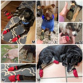 Dog Paw Protectors - Anti Slip, Non Slip Socks for Hardwood Floors, Prevent Licking & Scratching - Size M